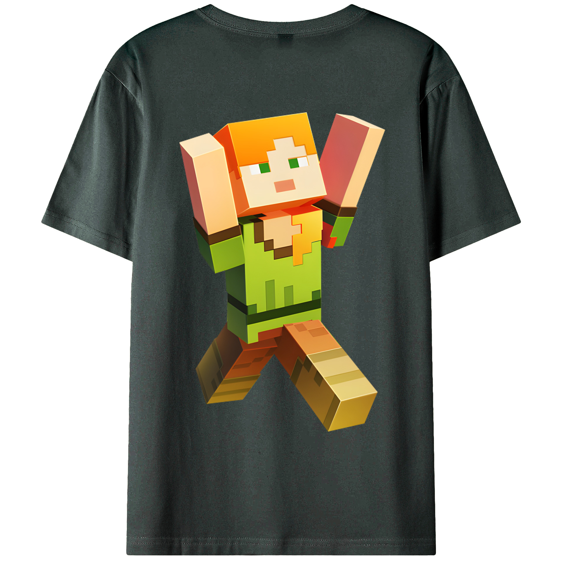 （画像用） マインクラフト ブロックの世界 Minecraft MC Block world 綿100％ メンズ半袖Tシャツ（バックプリント） 通気性